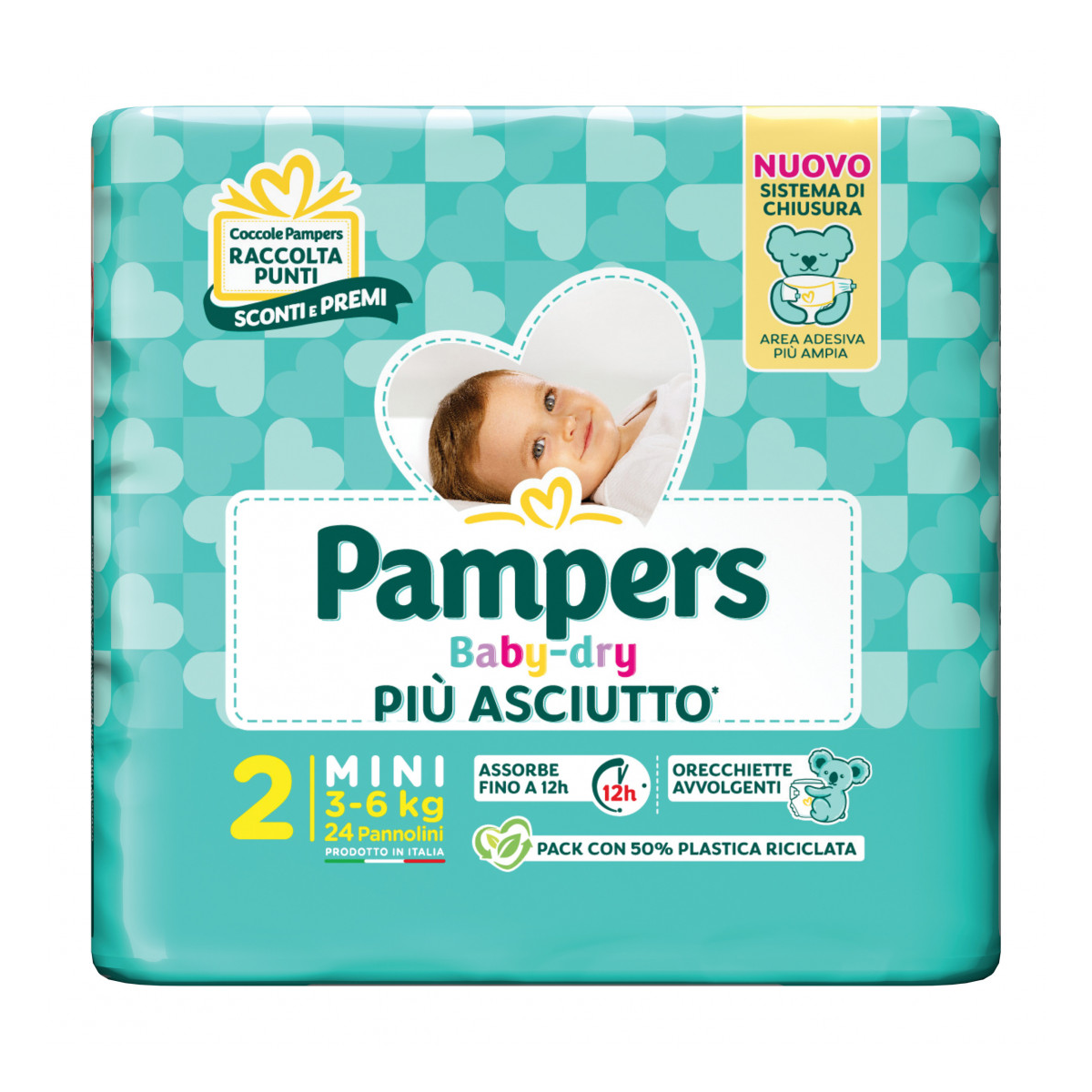 PAMPERS BABY DRY 3-6 KG 2 MISURA MINI 24 PZ
