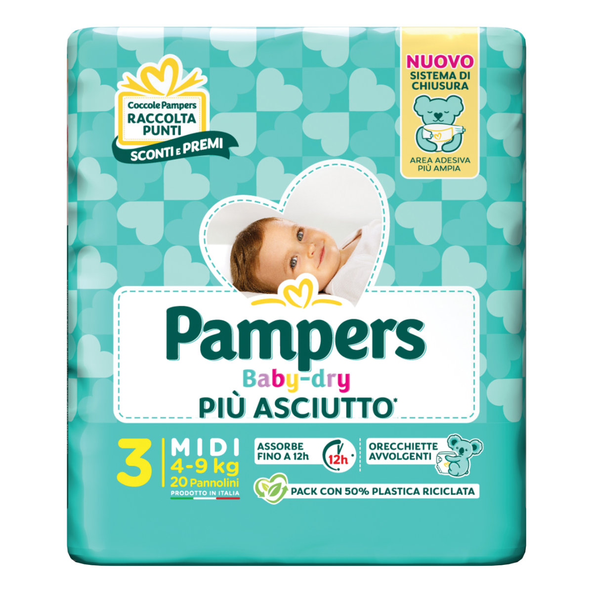 PAMPERS BABY DRY 4-9 KG 3 MISURA MIDI 20 PZ