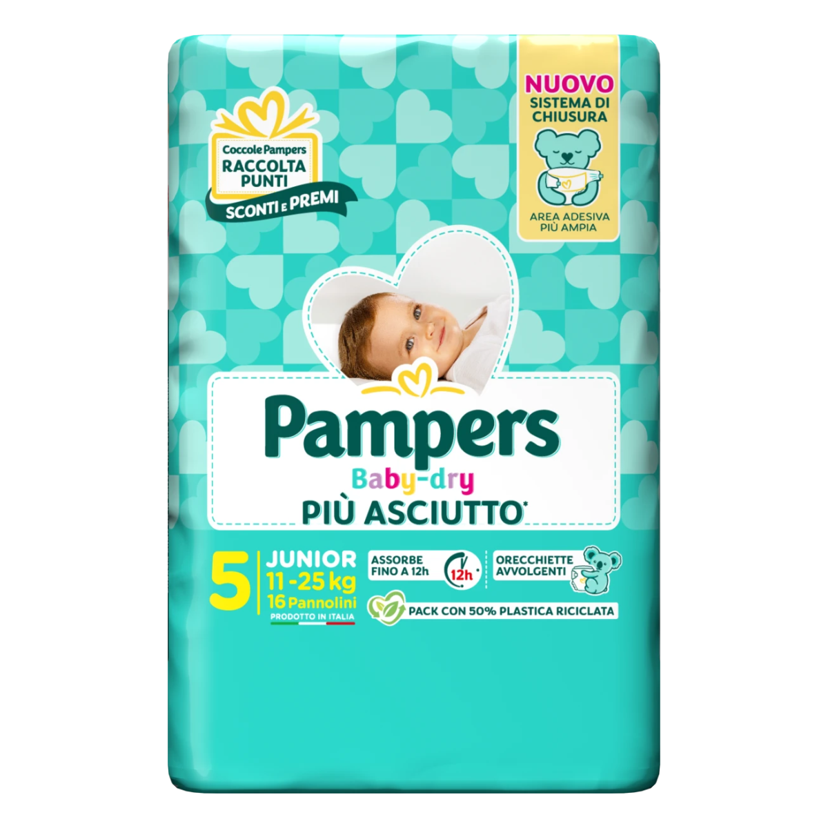 PAMPERS BABY DRY 11-25 KG 5 MISURA JUNIOR 16 PZ