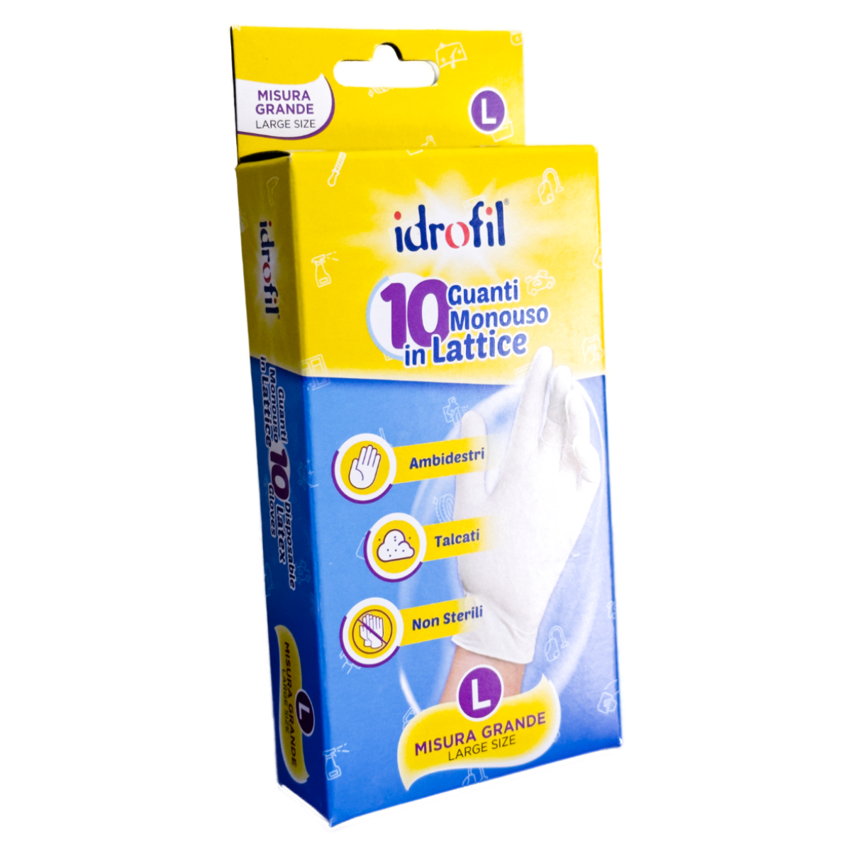 GUANTI LATTICE 10PZ MISURA GRANDE IDROFIL