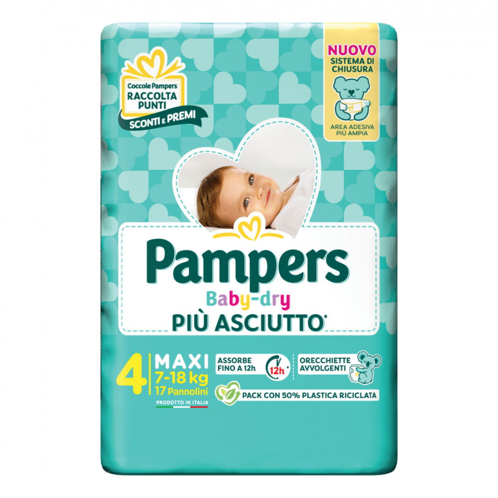 PAMPERS BABY DRY 7-18 KG 4 MISURA MAXI 17 PZ