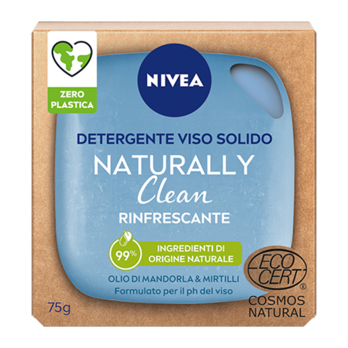 NIVEA NATURALLY CLEAN DETERGENTE VISO SOLIDO RINFRESCANTE 75 GR  94434