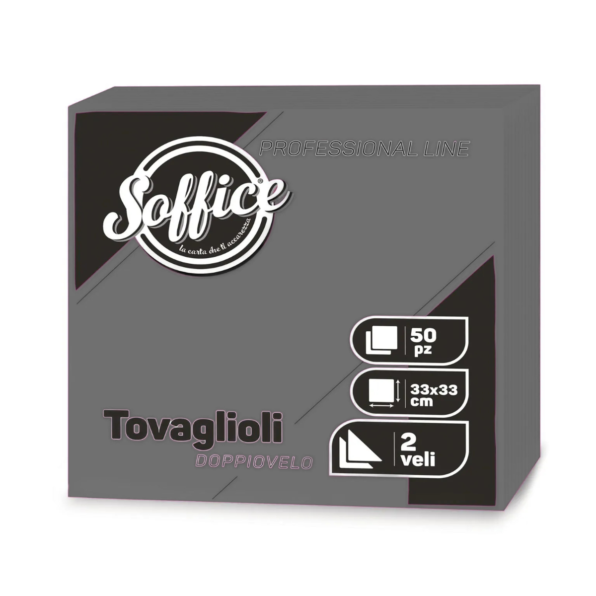 SOFFICE TOVAGLIOLI 2 VELI 33X33 50 PZ GRIGIO