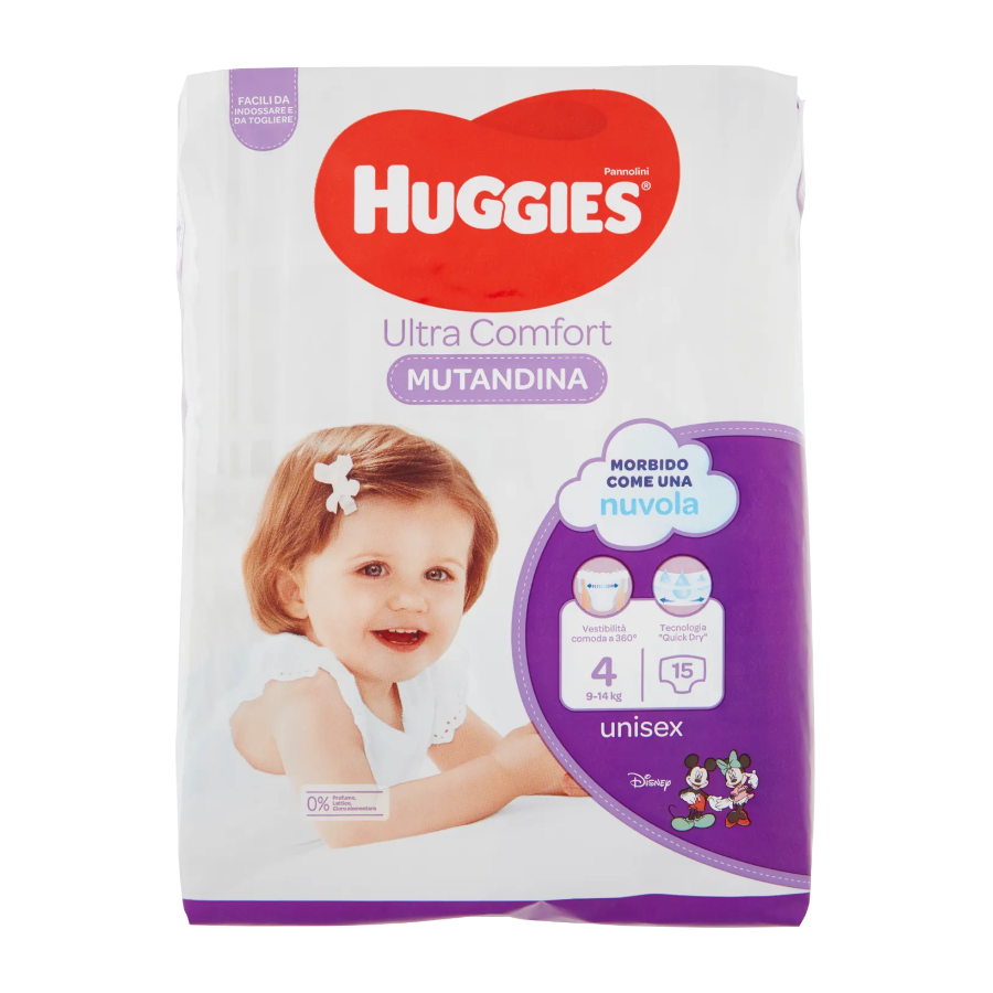HUGGIES PANNOLINI MUTANDINA 9-14 KG 4° MISURA 15 PZ