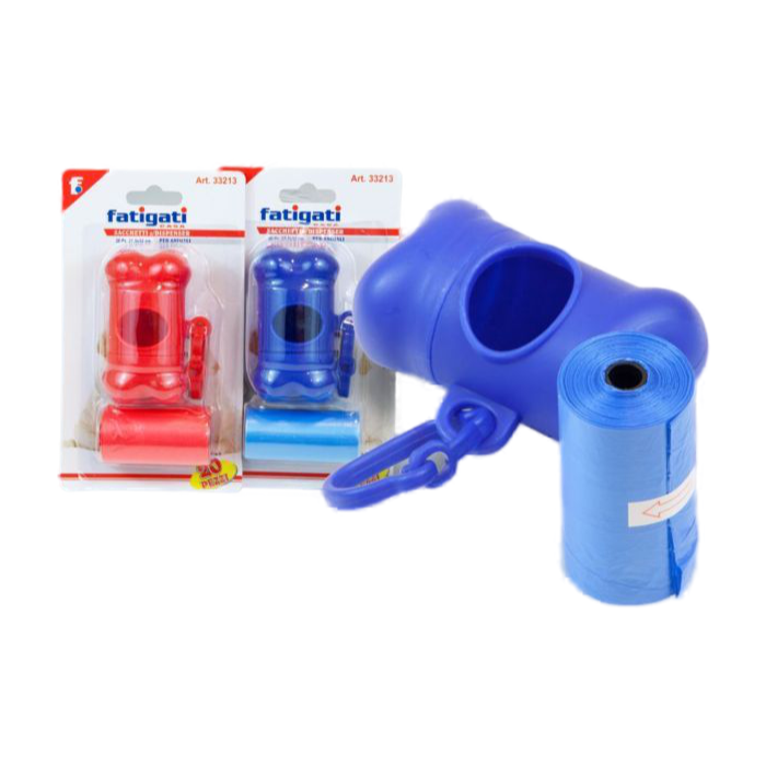 FATIGATI DISPENDER SACCHETTI IGIENICI PER ANIMALI CON 1 CONFEZIONE DA 20 PZ
