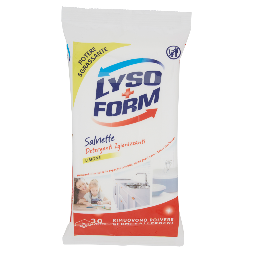 LYSOFORM SALVIETTE DETERGENTI IGIENIZZANTI 30 PZ LIMONE