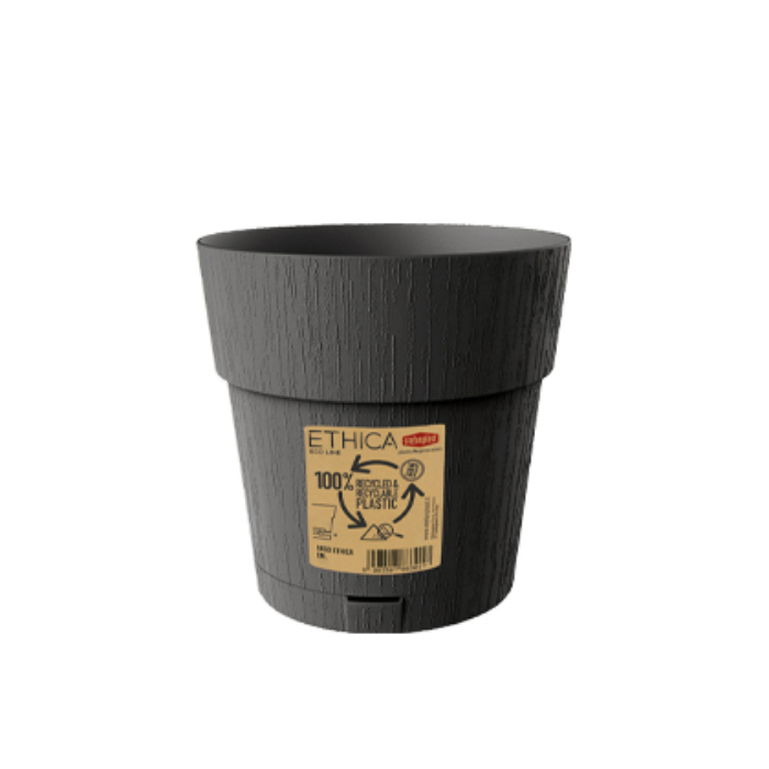 STEFANPLAST VASO ETHICA DIAMETRO 15 ALTEZZA 15 CON SOTTOVASO GRAFITE