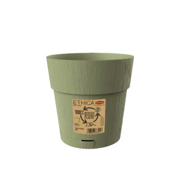 STEFANPLAST VASO ETHICA DIAMETRO 15 ALTEZZA 15 CON SOTTOVASO VERDE OLIVA