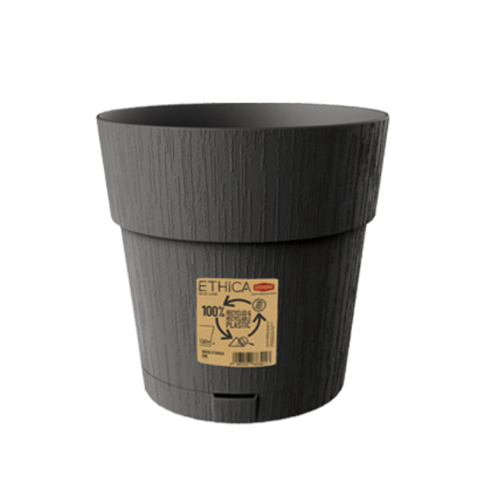 STEFANPLAST VASO ETHICA DIAMETRO 20 ALTEZZA 19 CON SOTTOVASO GRAFITE