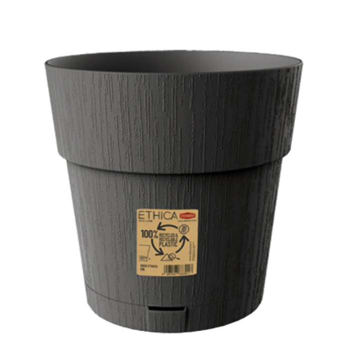 STEFANPLAST VASO ETHICA DIAMETRO 25 ALTEZZA 25 CON SOTTOVASO GRAFITE