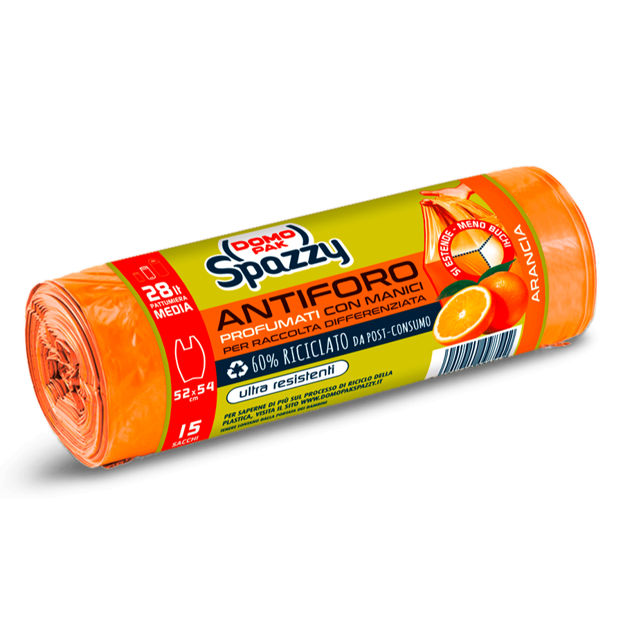 DOMOPAK SPAZZY SACCO PROFUMATO 28 LT 15 PZ ARANCIA