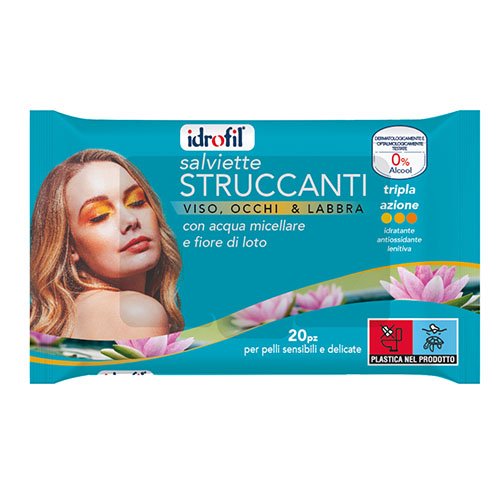 IDROFIL SALVIETTE STRUCCANTI 20 PZ ACQUA MICELLARE LOTO PELLI SENSIBILI E DELICATE