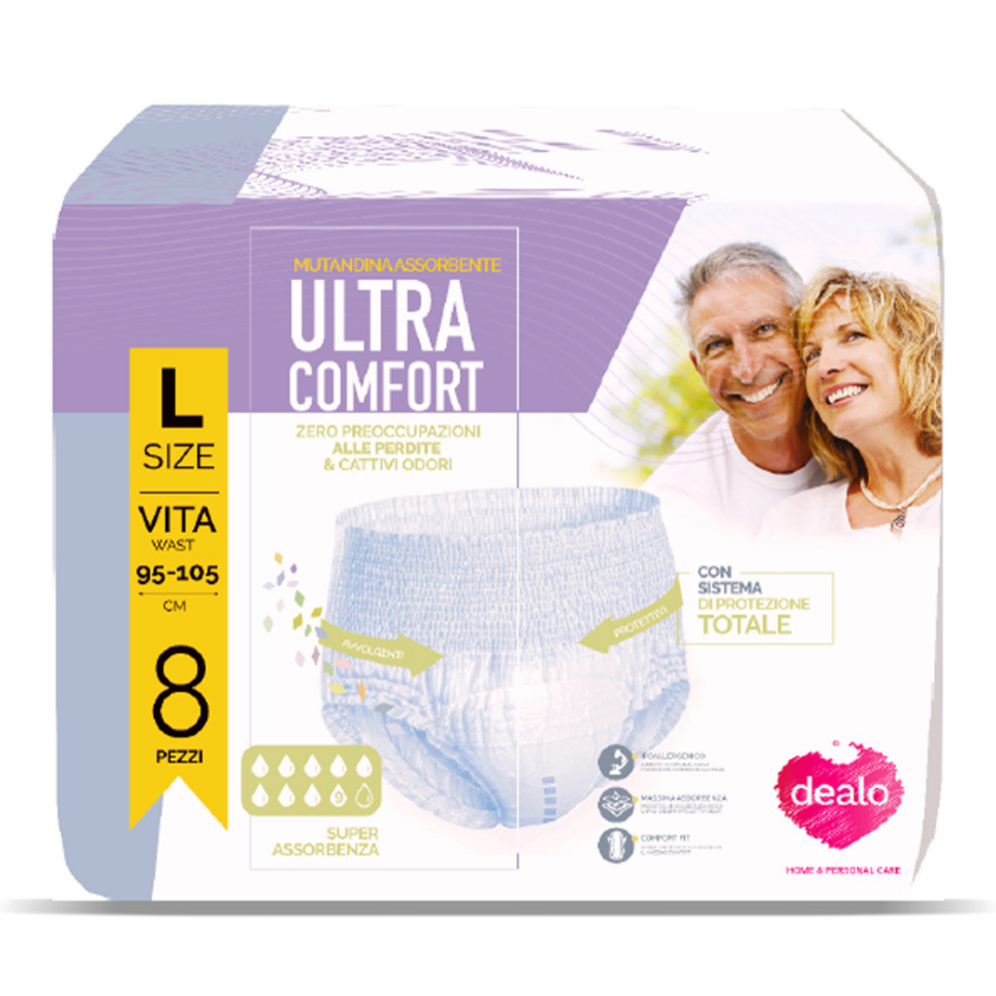 DEALO PANNOLONI INCONTINENZA MUTANDINA ULTRA COMFORT 8 PZ MISURA L