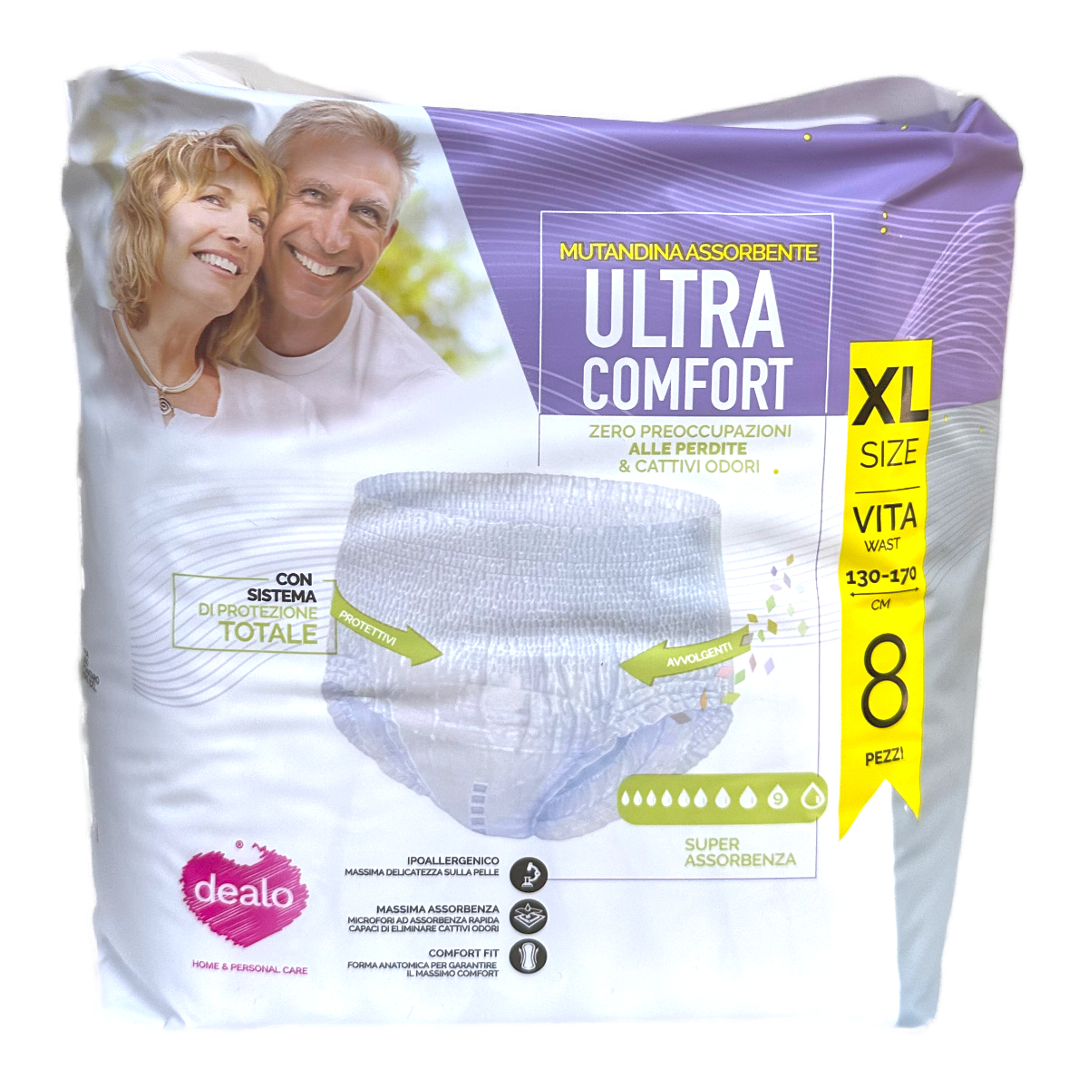 DEALO PANNOLONI INCONTINENZA MUTANDINA ULTRA COMFORT 8 PZ MISURA XL
