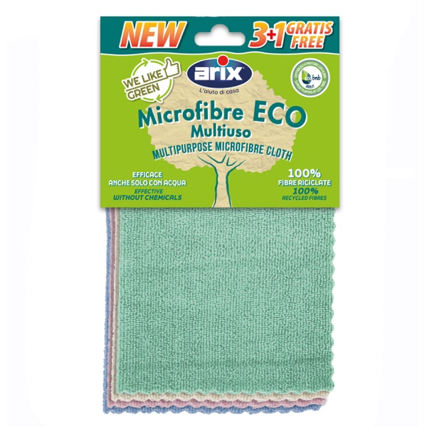 . . . . . ARIX PANNO MICROFIBRA MULTIUSO 3+1 PZ WE LIKE GREEN   611