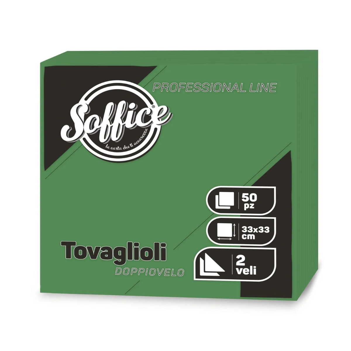 SOFFICE TOVAGLIOLI 2 VELI 33X33 50 PZ VERDE SMERALDO