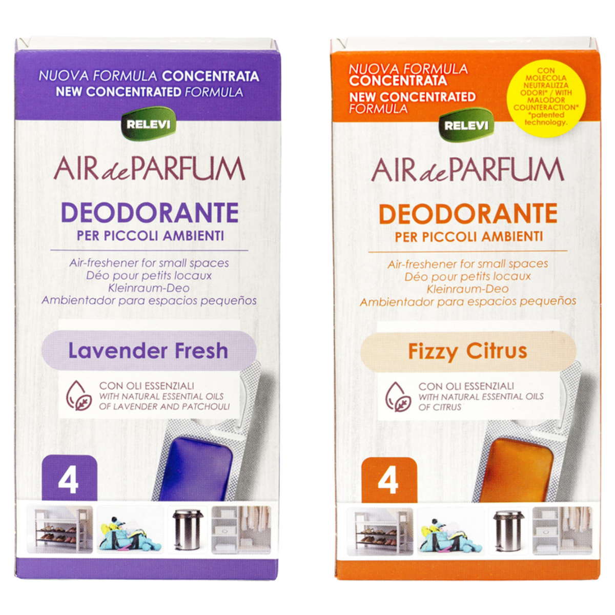 RELEVI DEODORANTE PICCOLI AMBIENTI 4 PZ CASSA MISTA LAVANDA E AGRUMI