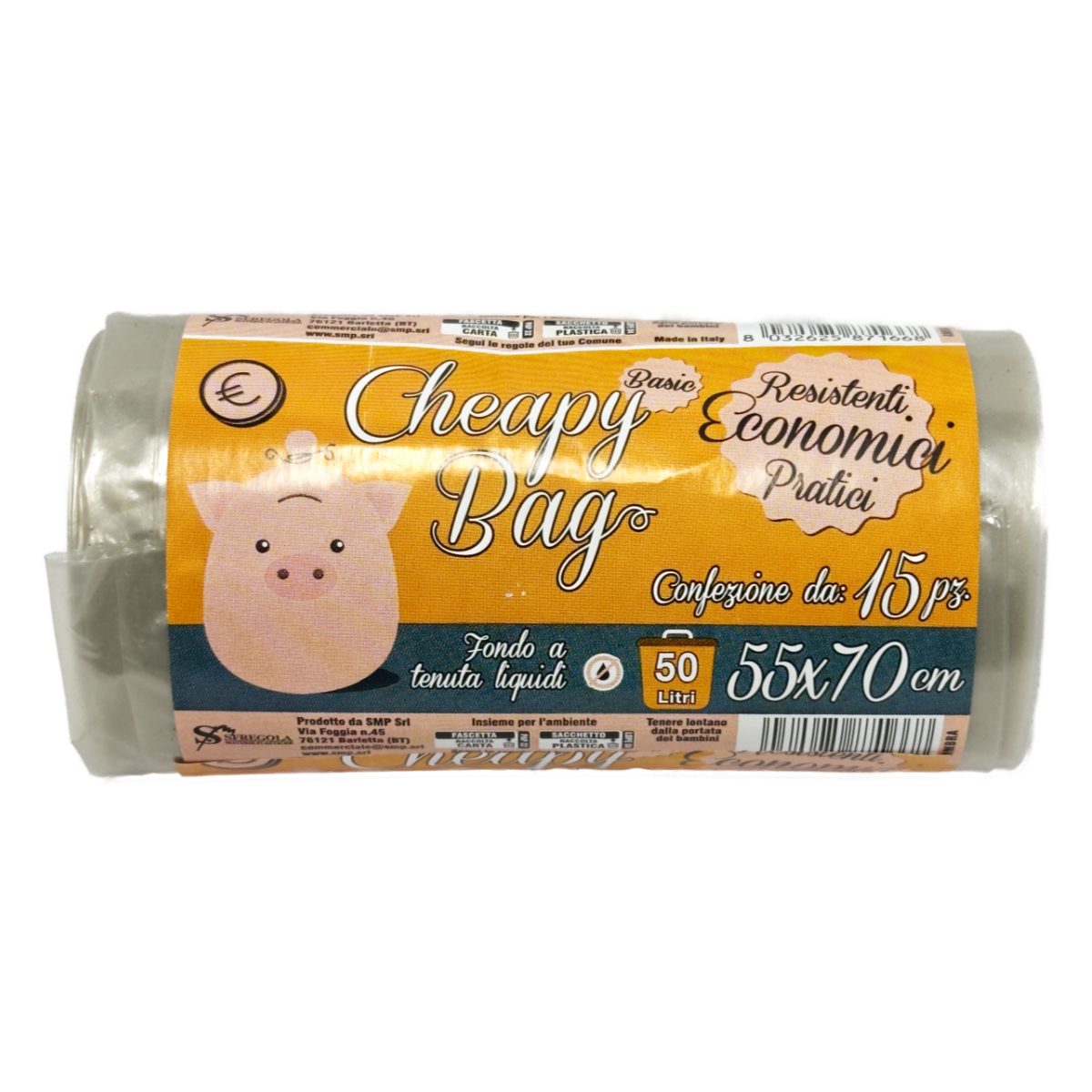 CHEAPY BAG SACCO SPAZZATURA 55X70 AMBRATO 15 PZ