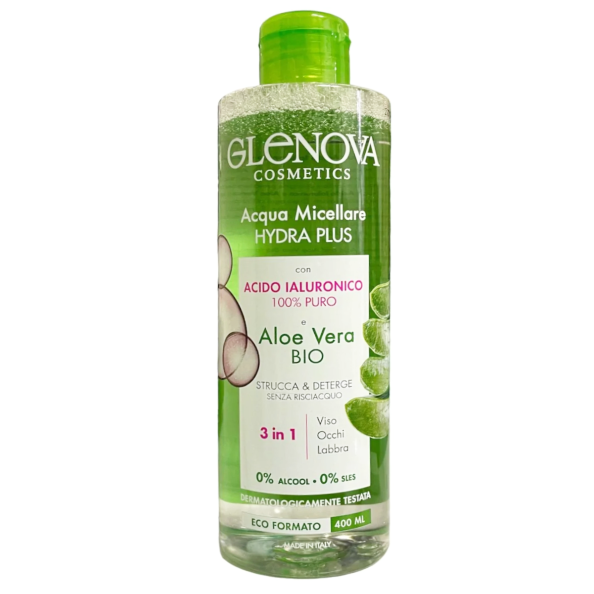 GLENOVA ACQUA MICELLARE 400 ML ACIDO IALURONICO E ALOE