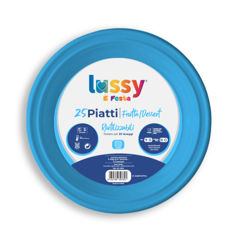 LUSSY PIATTI FRUTTA 25 PZ RIUTILIZZABILI CELESTE