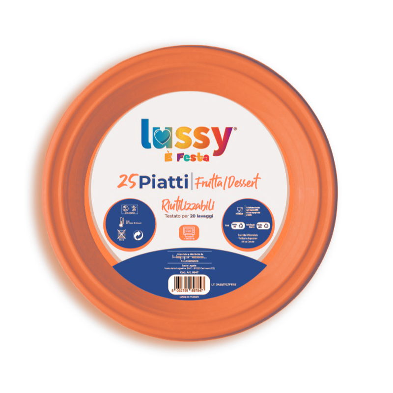 LUSSY PIATTI FRUTTA 25 PZ RIUTILIZZABILI ARANCIO
