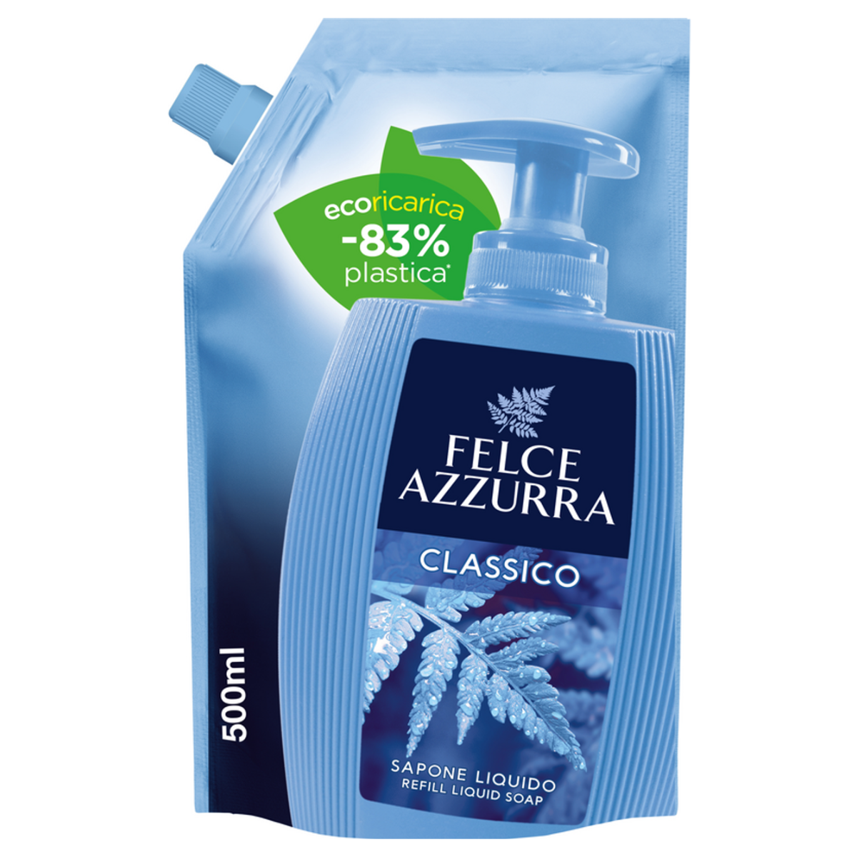 FELCE AZZURRA SAPONE LIQUIDO 500 ML RICARICA BUSTA CLASSICO