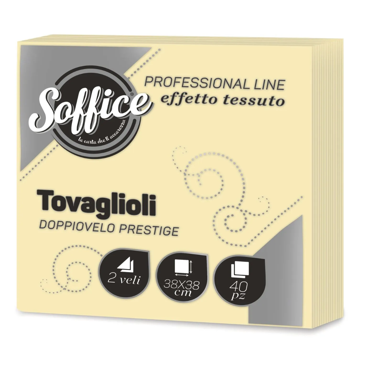 SOFFICE TOVAGLIOLI 2 VELI 38X38 40 PZ EFFETTO TESSUTO CREMA