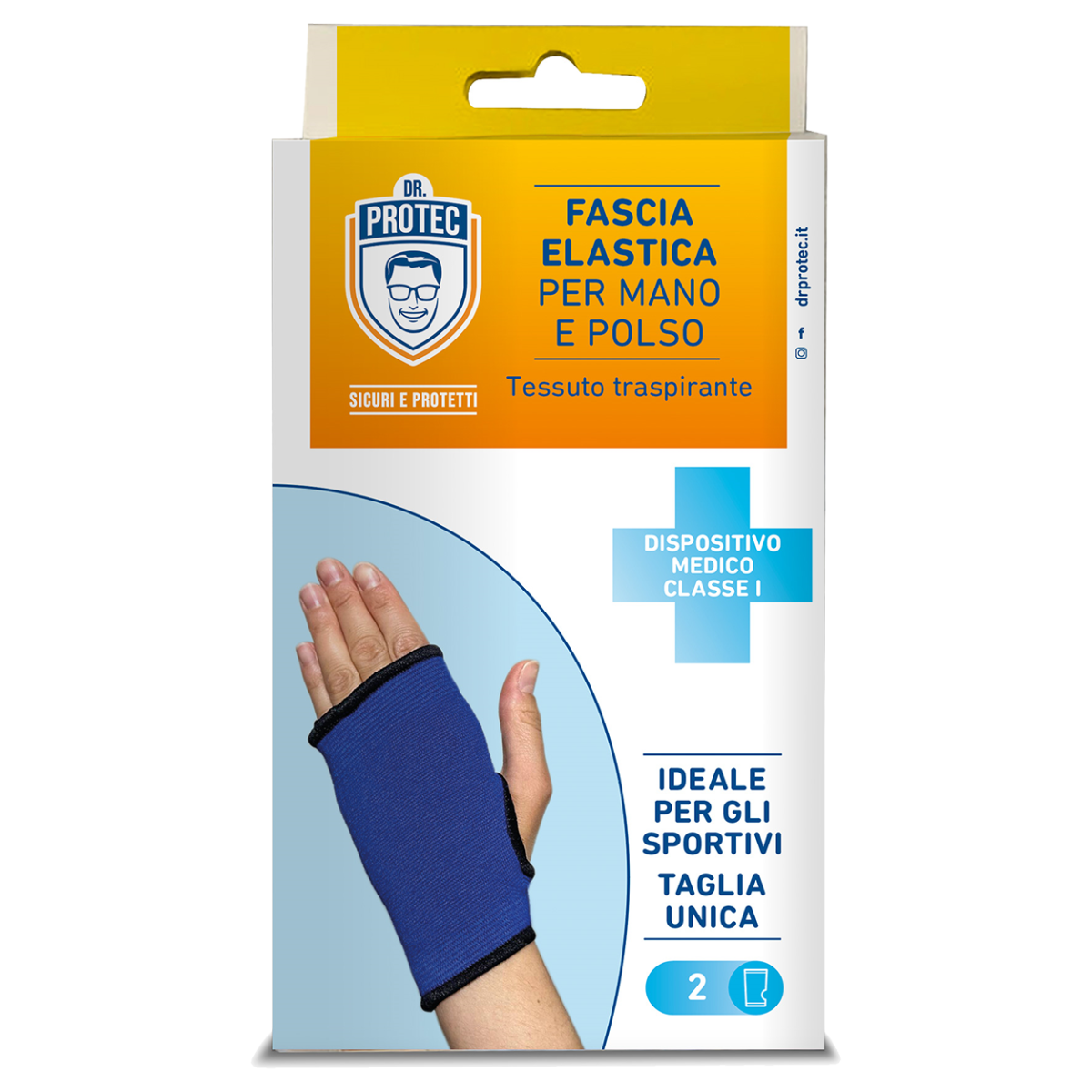 DR. PROTEC FASCIA ELASTICA MANO E POLSO BLU 2PZ