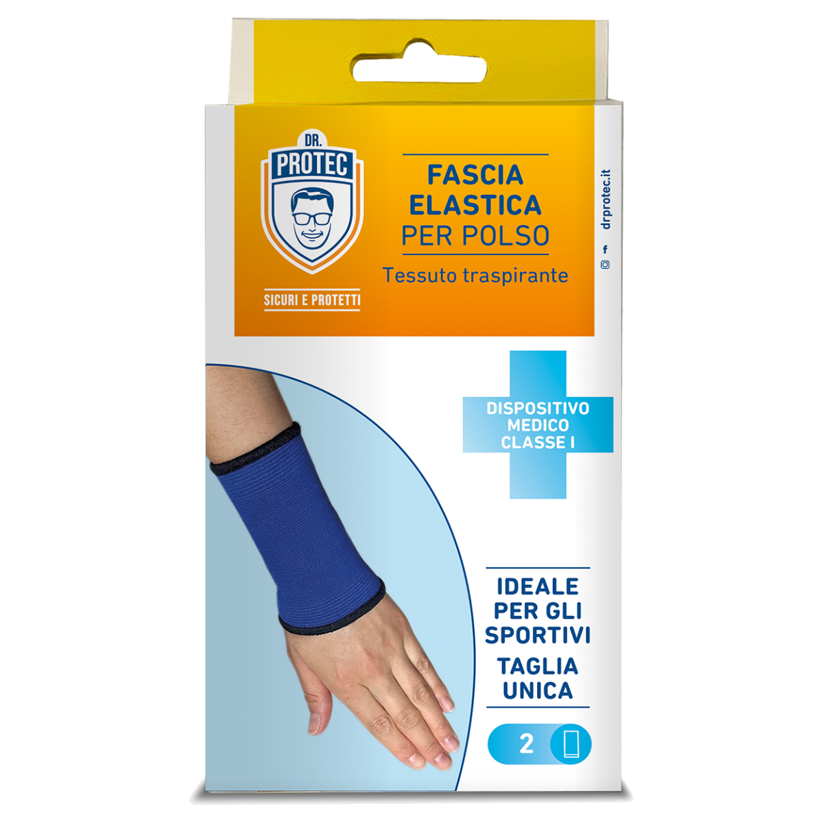 DR. PROTEC FASCIA ELASTICA POLSO BLU 2PZ