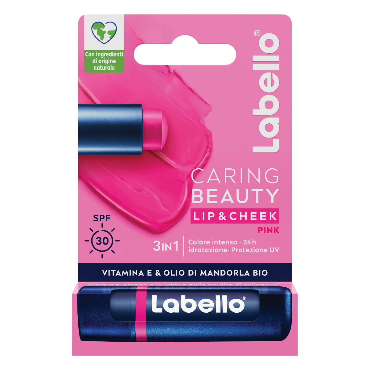 LABELLO CARING BAUTY 4,8 GR PROTEGGE IDRATA E COLORA LABBRA E GUANCE PINK