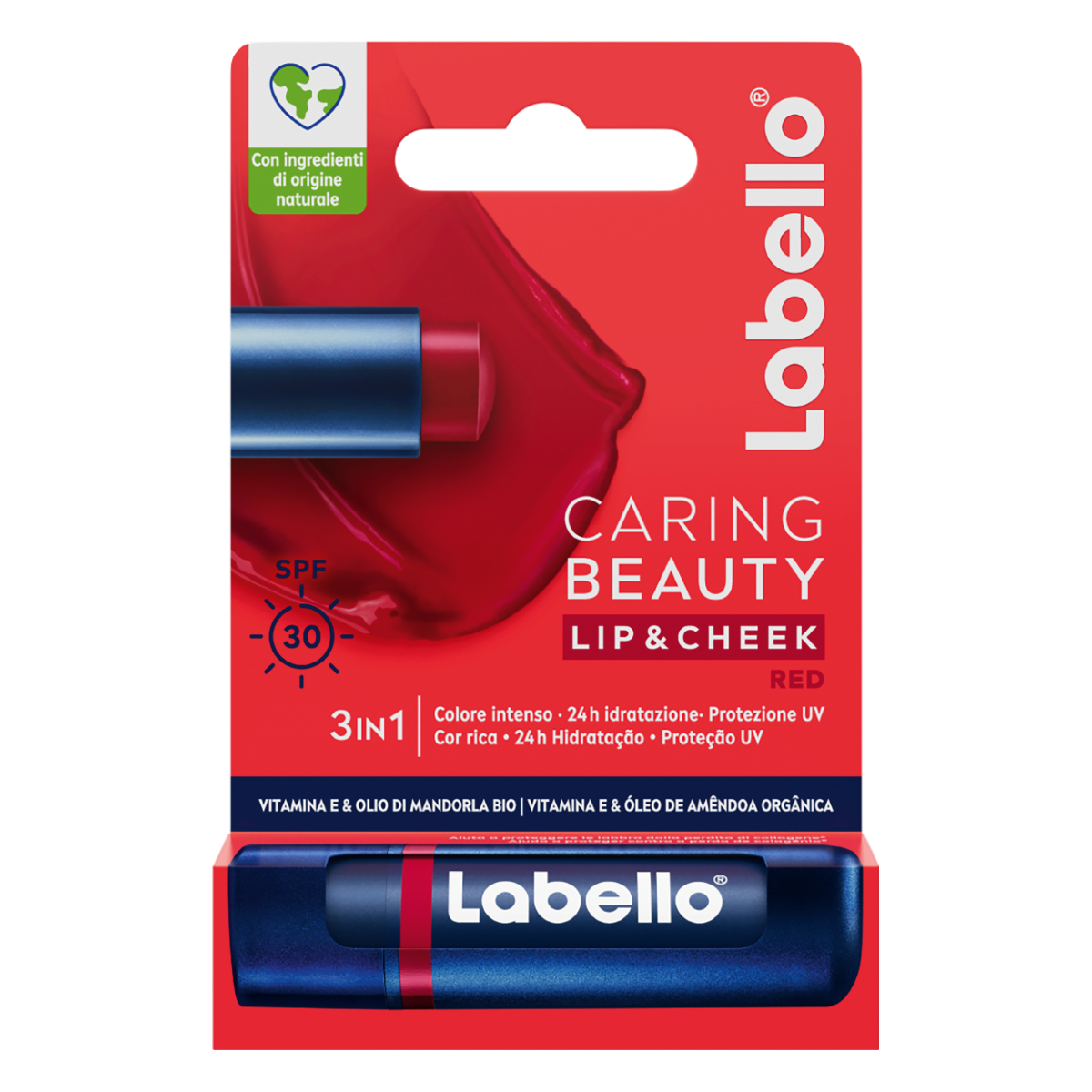 LABELLO CARING BAUTY 4,8 GR PROTEGGE IDRATA E COLORA LABBRA E GUANCE RED