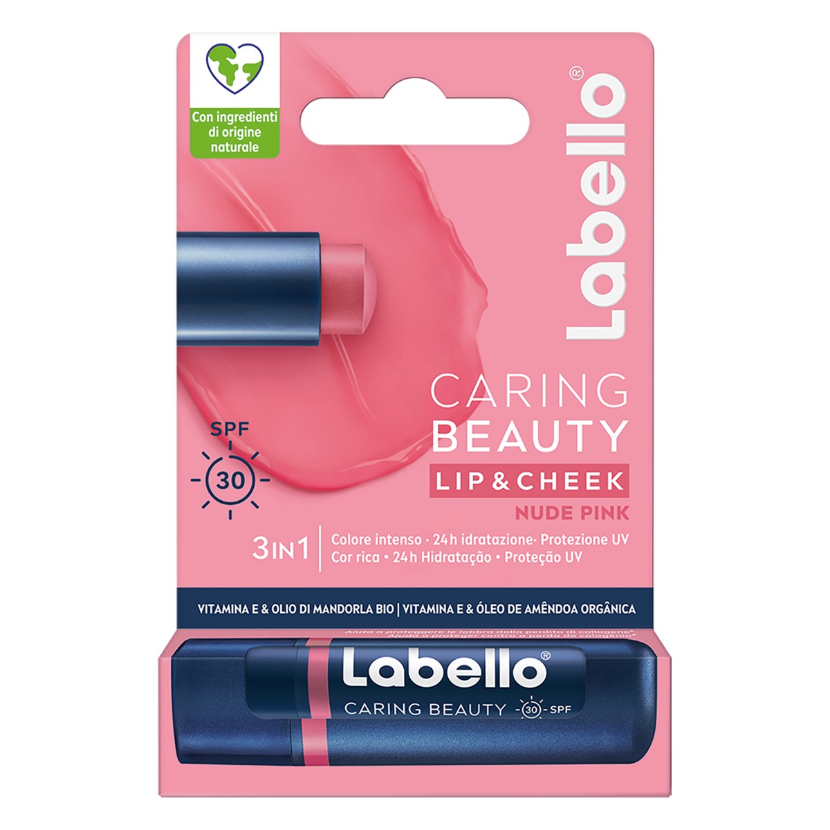 LABELLO CARING BAUTY 4,8 GR PROTEGGE IDRATA E COLORA LABBRA E GUANCE ROSÈ NUDE PINK