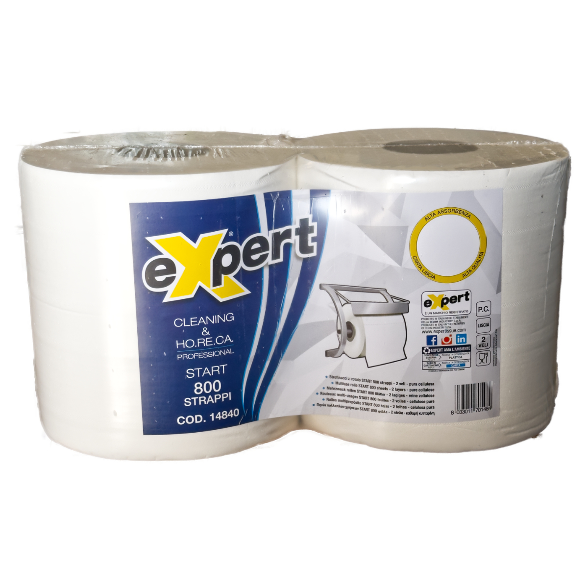 BOBINA EXPERT 2 ROTOLI 4 Kg. 2 VELI LISCIA 800 STRAPPI PROFESSIONAL START 800