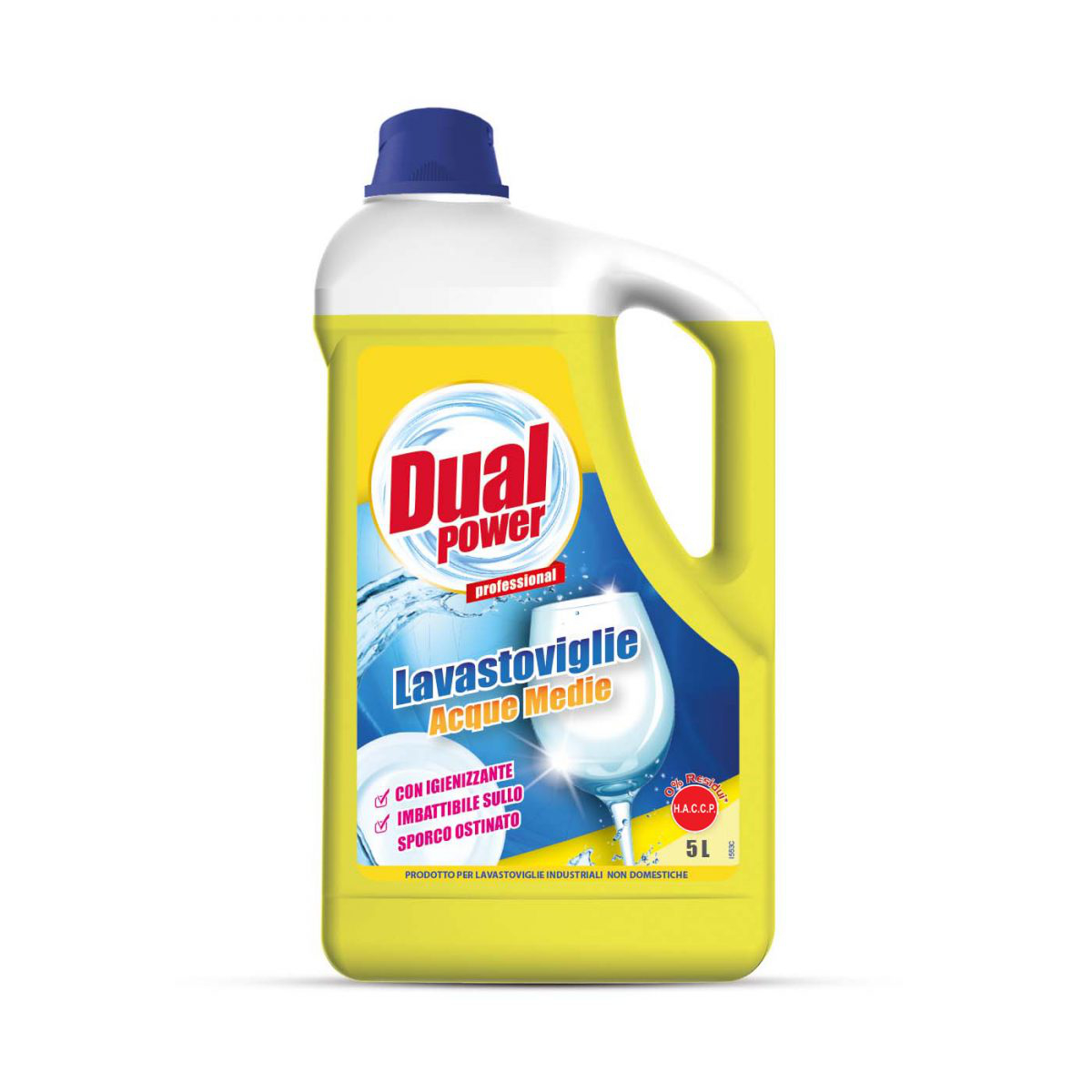 DUAL POWER PROFESSIONAL LAVASTOVIGLIE ACQUA MEDIE 5 LT H.A.C.C.P.