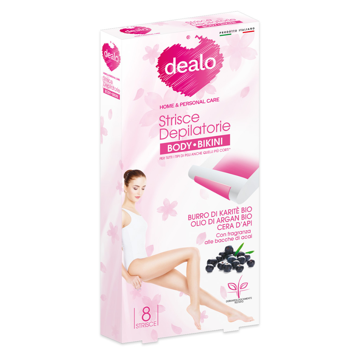 DEALO STRISCE DEPILAZIONE BODY E BIKINI 8 PZ BACCHE DI ACAI