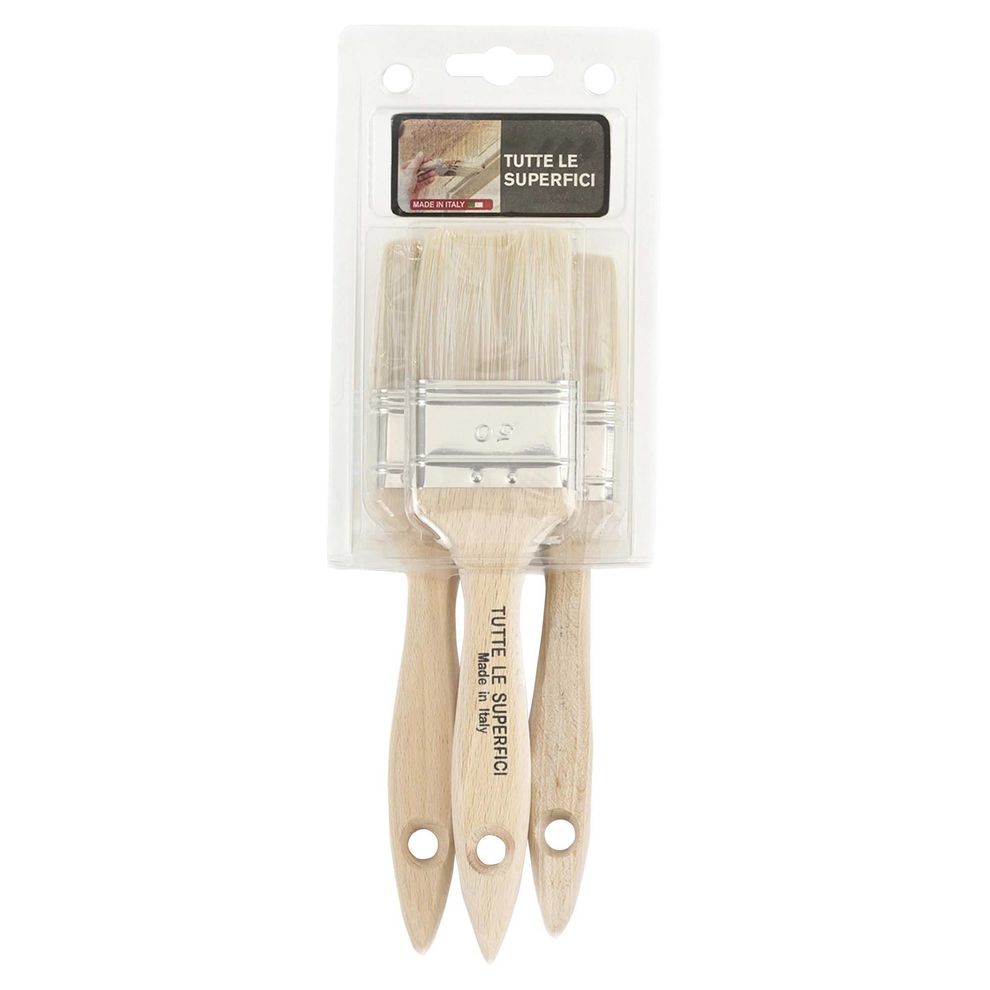 Set 3 pennelli 30-40-50 mm manico legno per tutte le superfici valva rigida a cavallotto 10076231