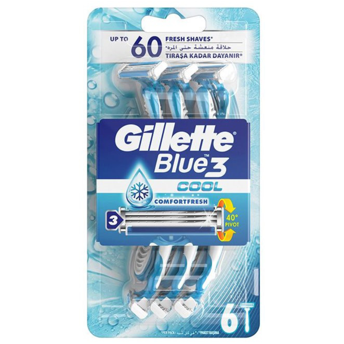 GILLETTE LAMETTE BLUE 3 COOL X 6
