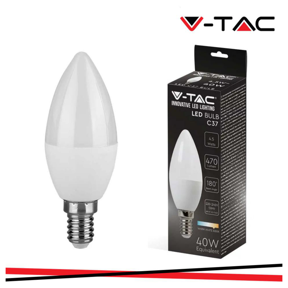 LAMPADA LED E14 4.5W 3000K CANDELA LUCE CALDA