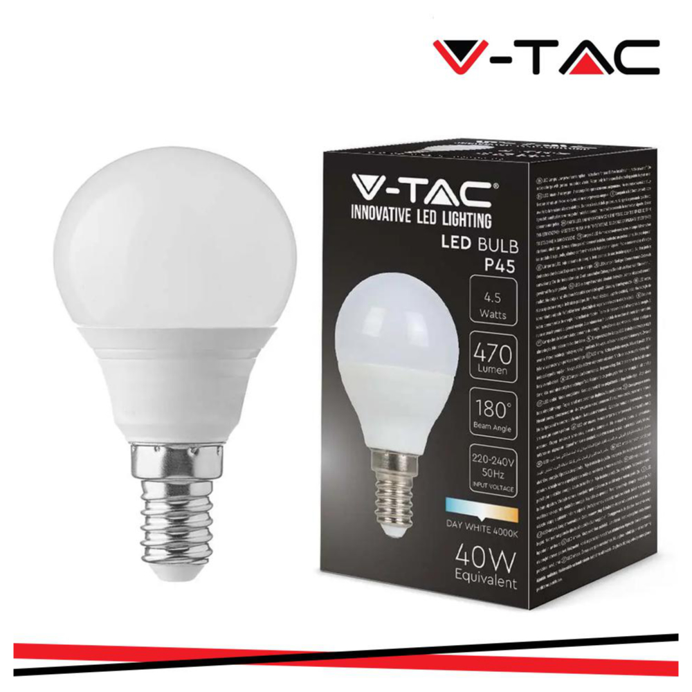LAMPADA LED E14 4.5W 6500K TONDA P45 LUCE FREDDA