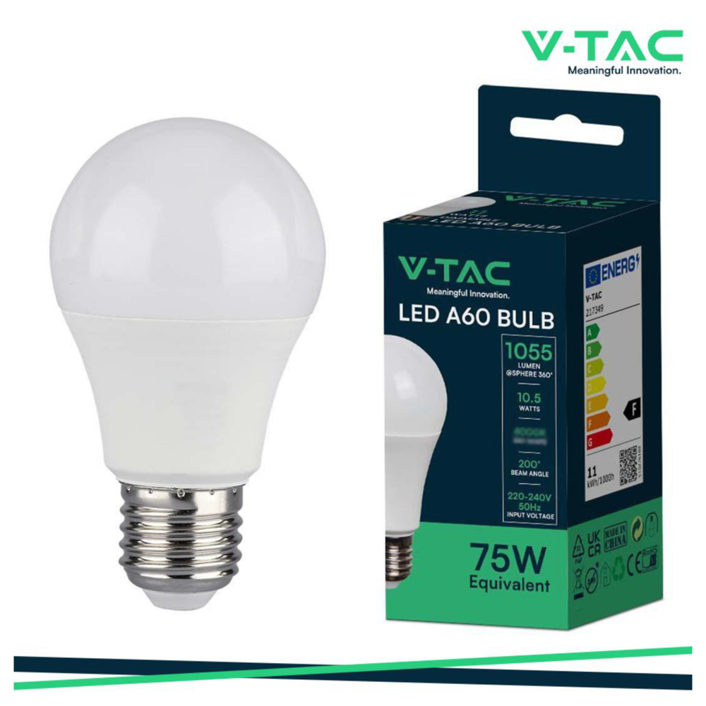 LAMPADA LED E27 10.5W 4000K TONDA A60 LUCE NATURALE