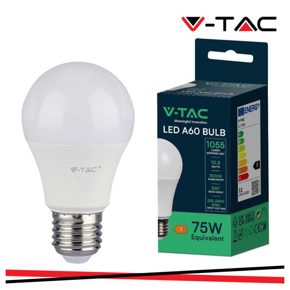 LAMPADA LED E27 10.5W 3000K TONDA A60 LUCE CALDA