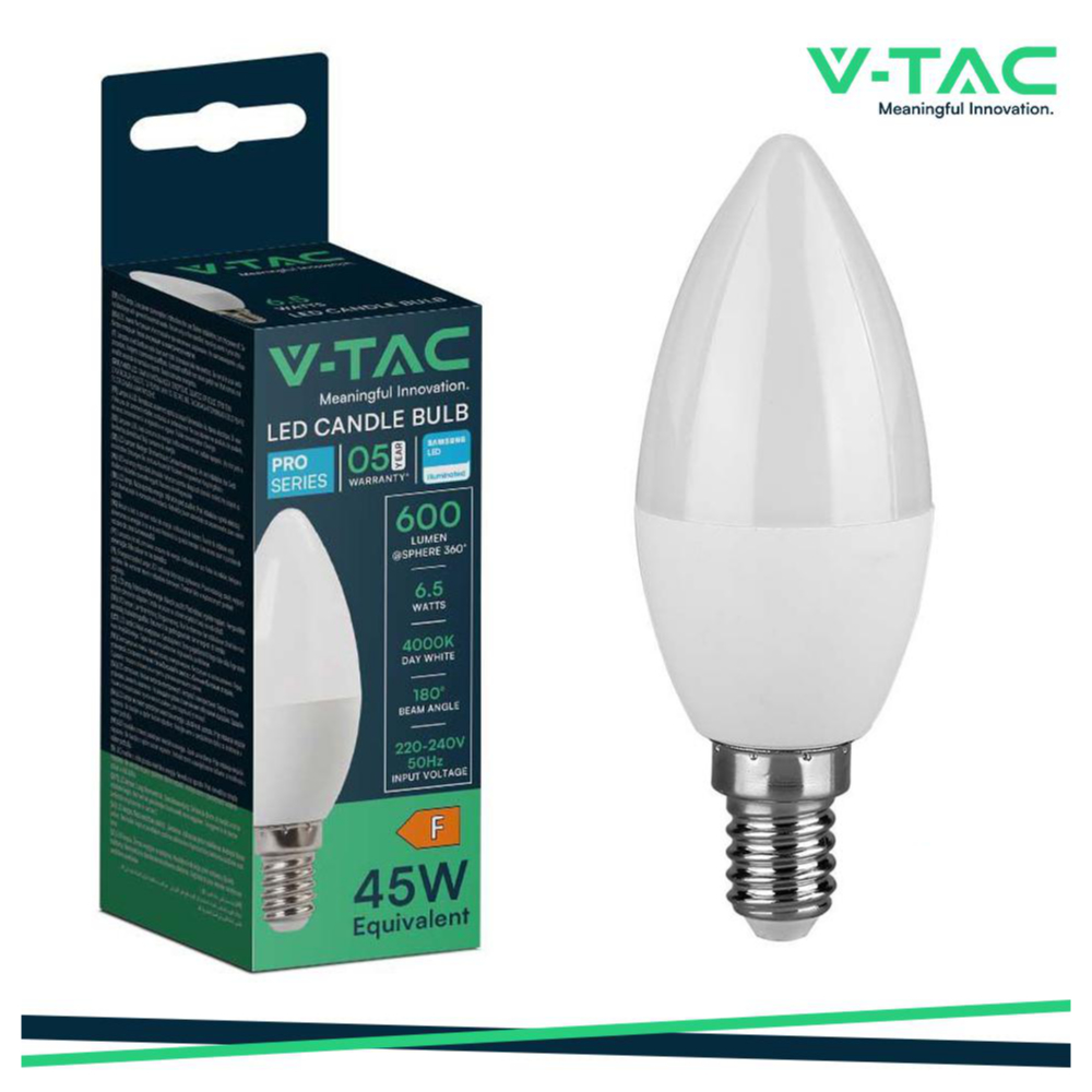 LAMPADA LED E14 6.5W 6500K CANDELA CHIP SAMSUNG LUCE FREDDA