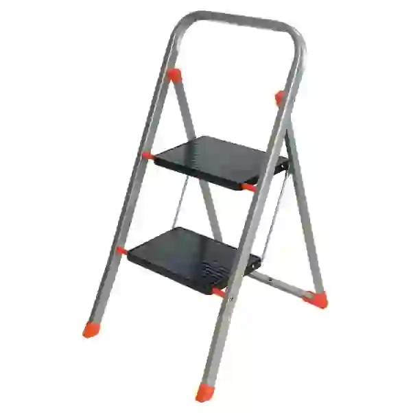 Sgabello tinto acciaio 2 gradini peso 4 kg portata 150 kg altezza pedana 50 cm