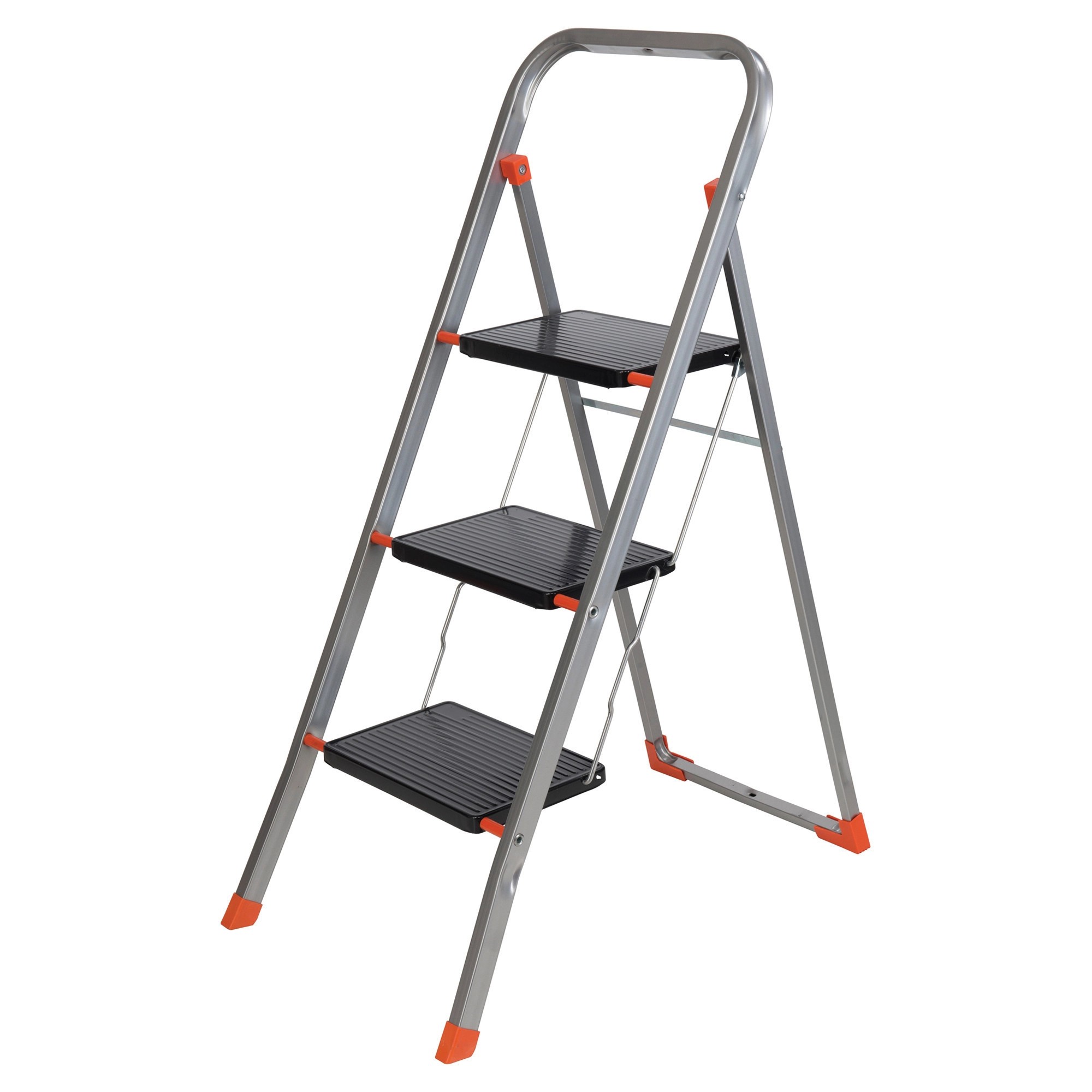 Sgabello tinto acciaio 3 gradini peso 6 kg portata 150 kg altezza pedana 75 cm